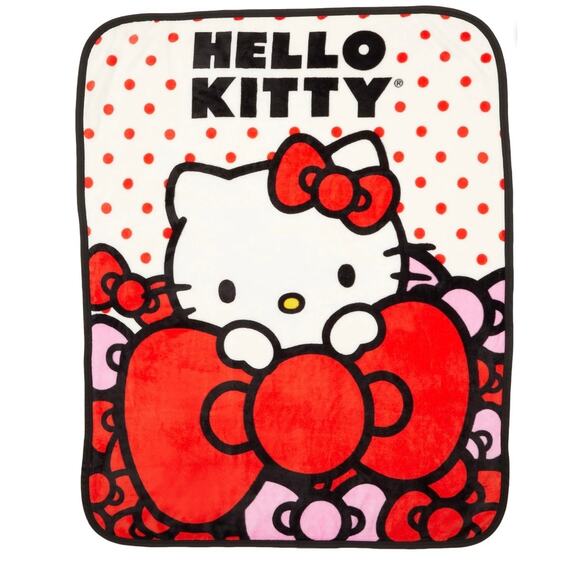 Hello Kitty Cozy Bow Throw Blanket Christmas Gift - Picture 2 of 4